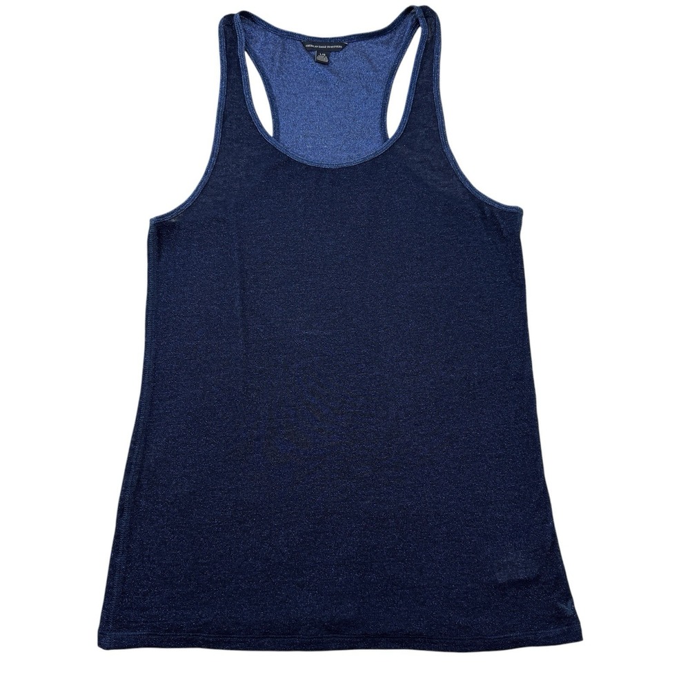 Vtg Y2K 2000s American Eagle Tank Top Womens Sz L Navy Shimmer Elena Bella